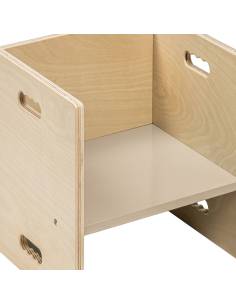 Chaise cubique en bois 33 x 33 cm avec assise grise 2