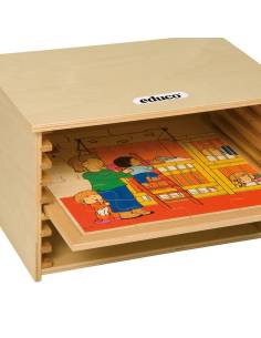 Cabinet de rangement vide en bois pour 8 puzzles Montessori 2