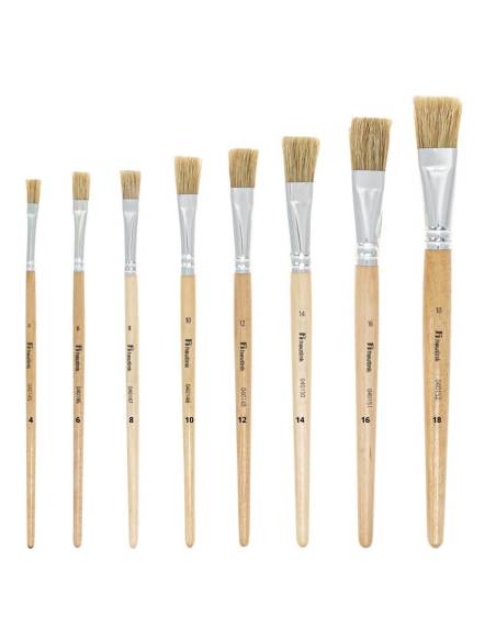 12 Pinceaux plats avec manche court. Numero 4 au numero 18. Marque Heutink.