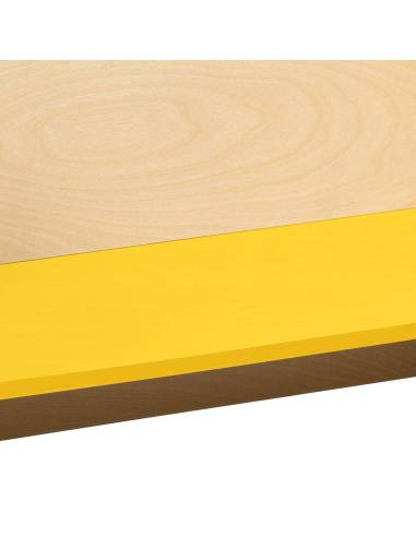 Banc cube polyvalent avec assise jaune, parfait pour assise, table ou rangement en école et maison