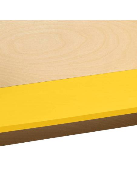 Banc cube polyvalent avec assise jaune, parfait pour assise, table ou rangement en école et maison