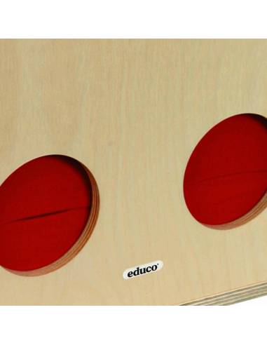 Boîte mystère en bois Educo pour exploration tactile et vocabulaire