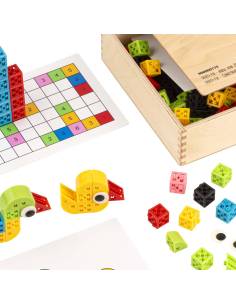 Jeu éducatif Verti-fix en bois pour construire du 2D au 3D 2