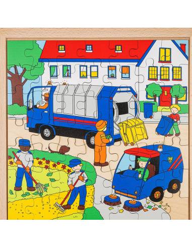 Set de 4 puzzles éducatifs en bois illustrant des scènes de la rue