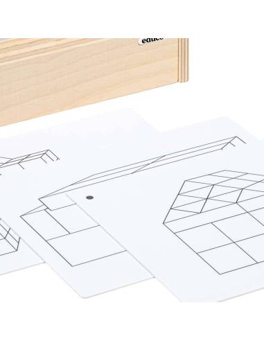 Cartes illustrées pour guider les enfants dans leurs constructions avec blocs en bois