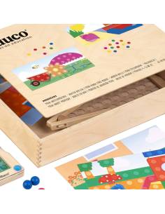Jeu éducatif en bois maxi mosaïque avec boules colorées 2