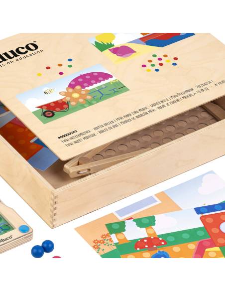 Un support pédagogique en bois pour stimuler créativité et motricité fine