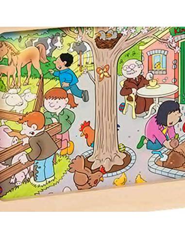 Support ludique et pédagogique en bois pour stimuler l’imagination et le langage des enfants