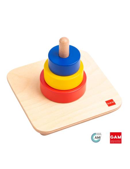 Trois disques sur tige verticale - GAM Montessori - 1MM286