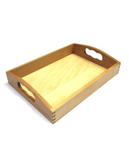 Plateau moyen Montessori en bois pour activités de vie pratique