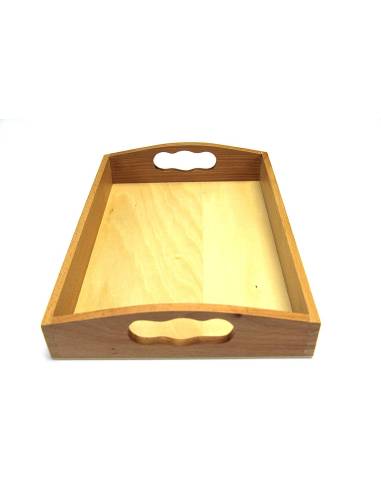 Plateau moyen Montessori en bois – support pratique pour activités de vie quotidienne