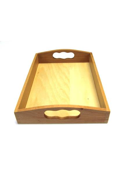 Plateau moyen Montessori en bois – support pratique pour activités de vie quotidienne