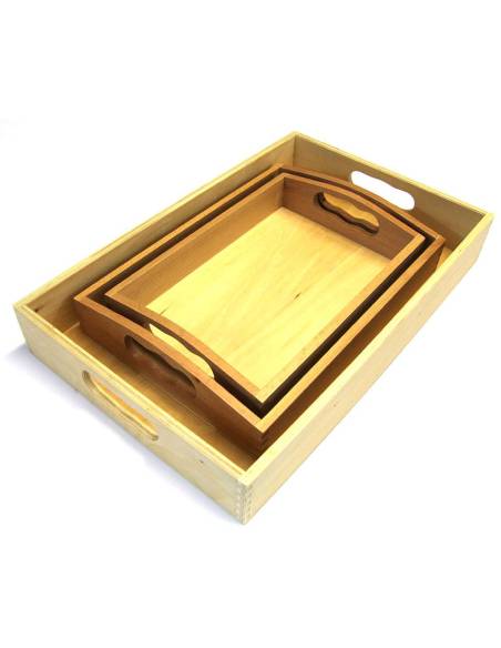 Plateau moyen en bois Montessori pour organiser et présenter les activités de vie pratique dès 3 ans