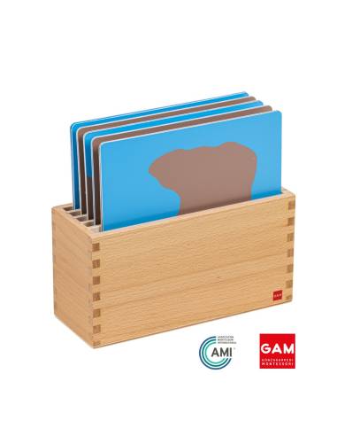 Boite en bois pour cartes des formes géographiques - GAM Montessori - 1MM2371