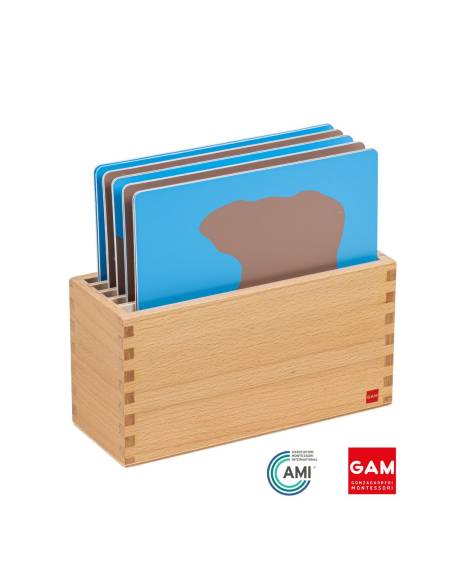Boite en bois pour cartes des formes géographiques - GAM Montessori - 1MM2371