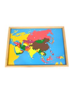 Puzzle de l’Asie Montessori en bois avec boutons de préhension