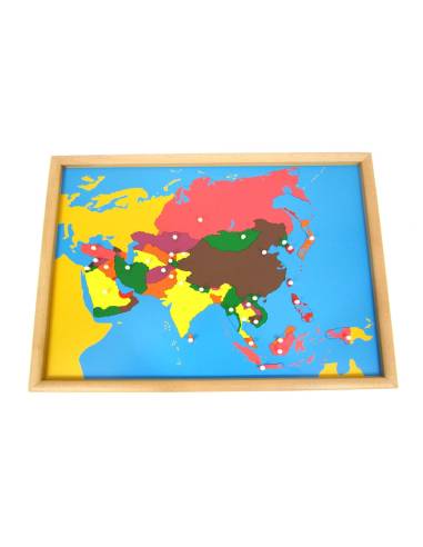 Puzzle de l’Asie Montessori en bois avec boutons de préhension