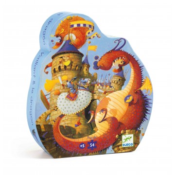 Puzzle silhouette : Vaillant et les dragons 54 pièces Djeco