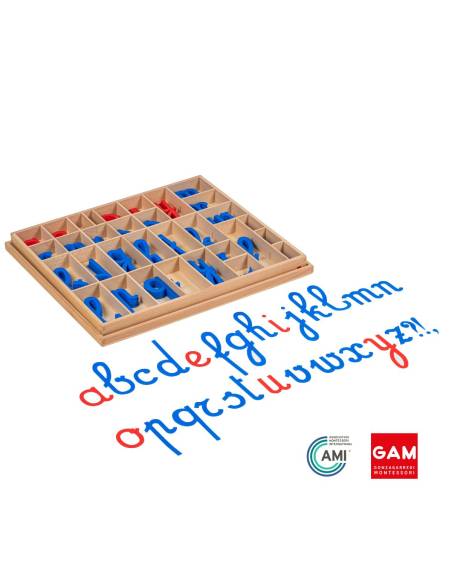Alphabet mobile européen cursif avec sa boîte en bois - GAM Montessori - 1MM0541