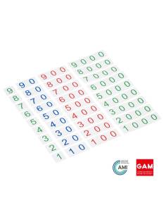 Petites cartes des symboles en plastique de 1 à 9000 - GAM Montessori - 1MM0981