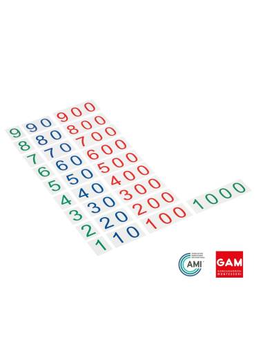 Grandes cartes des symboles en plastique de 1 à 1000 - GAM Montessori - 1MM0975