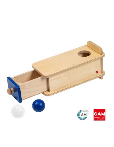 Boite permanence de l'objet avec tiroir et balles - GAM Montessori - 1MM251