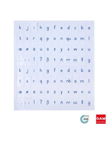 Alphabet international imprimé : bleu - GAM Montessori - 1MM0552