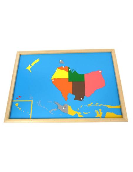 Puzzle de l’Océanie Montessori en bois avec boutons de préhension