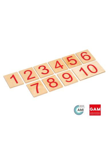 Chiffres de 1 à 10 sur cartes en bois : version internationale - GAM Montessori - 1MM0811