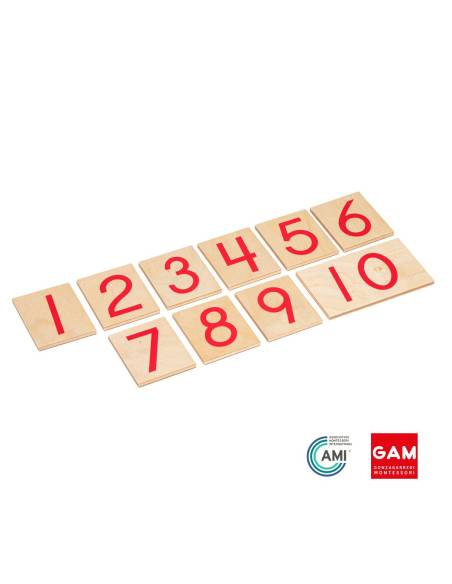 Chiffres de 1 à 10 sur cartes en bois: version US - GAM Montessori - 1MM0811US