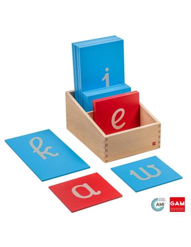 Lettres rugueuses européennes minuscules cursives avec boite - GAM Montessori - 1MM0521