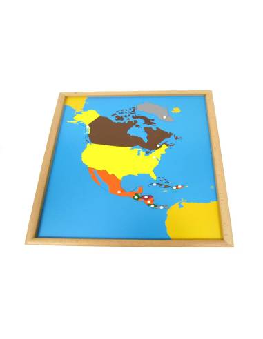 Puzzle de l’Amérique du Nord Montessori en bois avec boutons de préhension