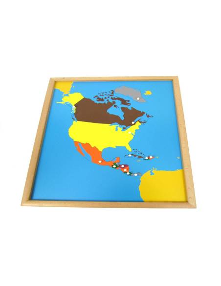 Puzzle de l’Amérique du Nord Montessori en bois avec boutons de préhension