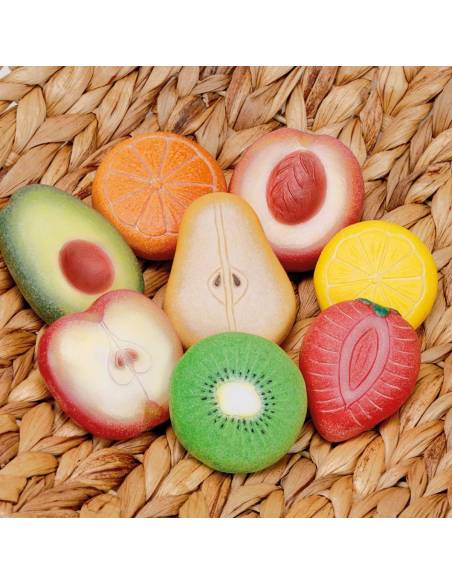 Fruits sensoriels en pierre - yellow door - YD1134 pour jeu libre, imitation et langage.