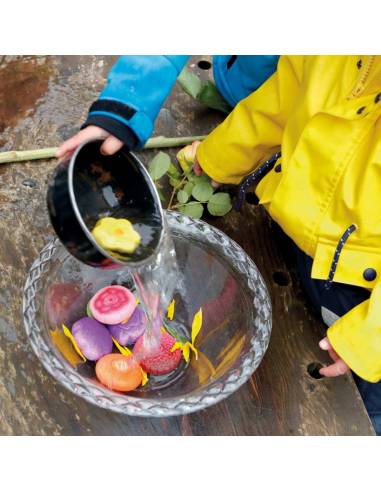 Pierres sensorielles en pierre – Les Fleurs - Yellow Door - YD1189 - pour pate à modeler, pour observation, tri et jeu libre.
