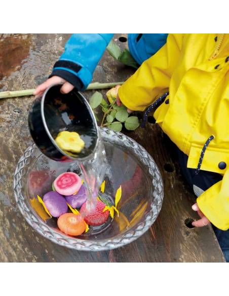 Pierres sensorielles en pierre – Les Fleurs - Yellow Door - YD1189 - pour pate à modeler, pour observation, tri et jeu libre.
