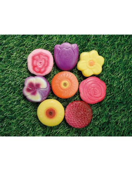 Pierres sensorielles en pierre – Les Fleurs - Yellow Door - YD1189  - pour pate à modeler, pour observation, tri et jeu libre.