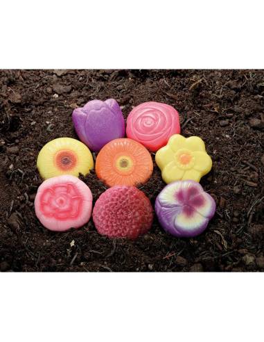 Pierres sensorielles en pierre – Les Fleurs - Yellow Door - YD1189 pour pate à modeler, pour observation, tri et jeu libre.