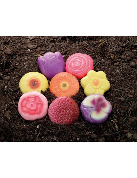 Pierres sensorielles en pierre – Les Fleurs - Yellow Door - YD1189 pour pate à modeler, pour observation, tri et jeu libre.