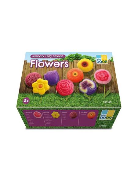 Pierres sensorielles en pierre – Les Fleurs - Yellow Door - YD1189  - pour pate à modeler, pour observation, tri et jeu libre.