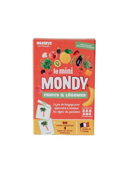 Mini-Mondy : Fruits et Légumes - Montessori Edition - Coffret Montessori pour vocabulaire des fruits et légumes.