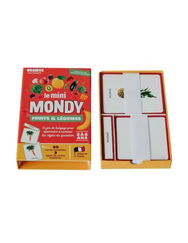 Mini-Mondy : Fruits et Légumes - Montessori Edition - Coffret Montessori pour vocabulaire des fruits et légumes.
