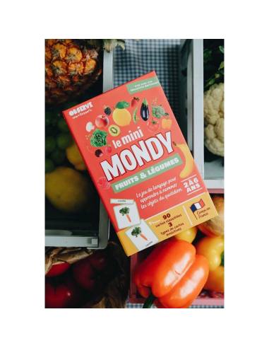 Mini-Mondy : Fruits et Légumes - Montessori Edition - Coffret Montessori pour vocabulaire des fruits et légumes.
