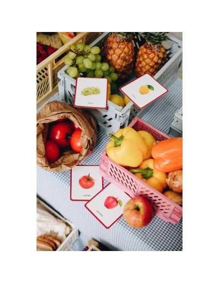 Mini-Mondy : Fruits et Légumes - Montessori Edition - Coffret Montessori pour vocabulaire des fruits et légumes.