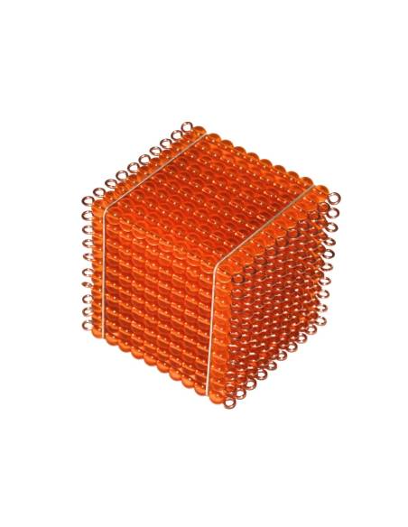Cube de 1000 perles dorées Montessori – Système décimal, compréhension du millier dès 5 ans