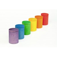6 pots avec couvercle- couleurs de l'arc en ciel
