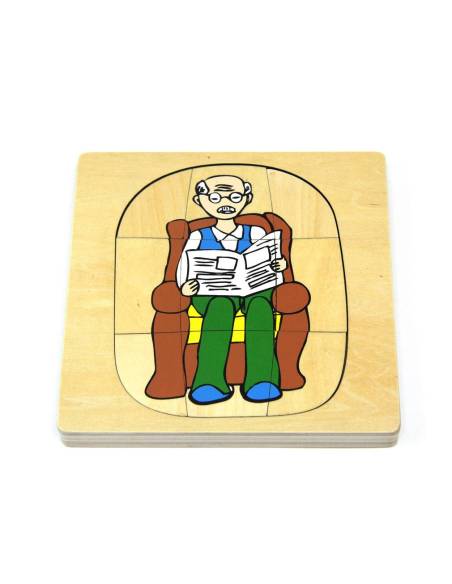 Puzzle en bois : cycle de la vie de l'homme