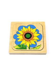 Puzzle en bois : cycle de la vie du tournesol