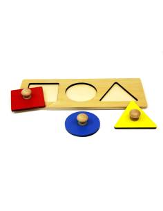 Puzzle Montessori 3 formes géométriques bois 2